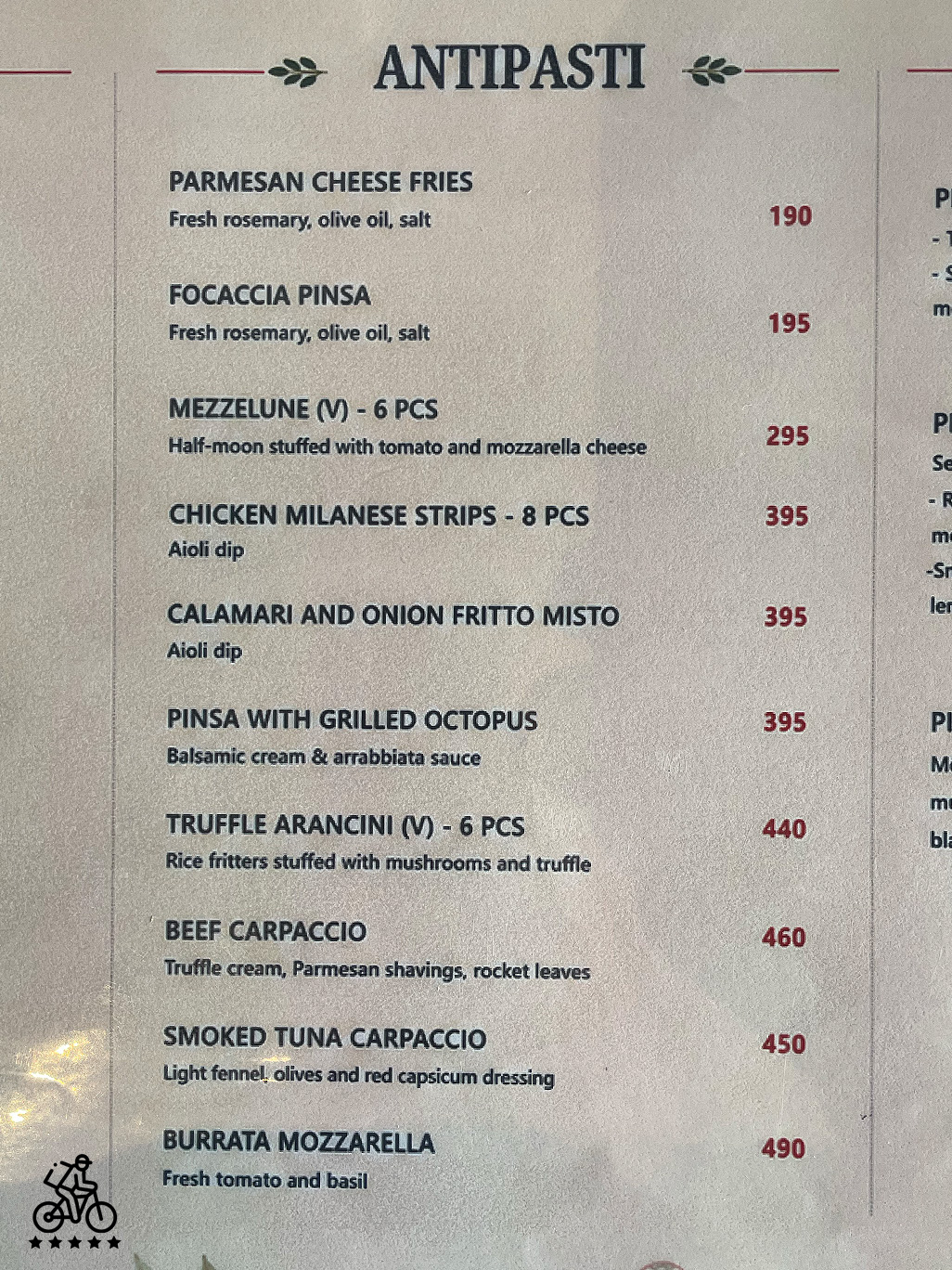 Pomodoro Pizzeria Menu