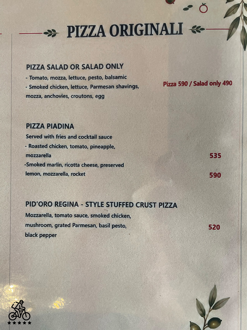 Pomodoro Pizzeria Menu