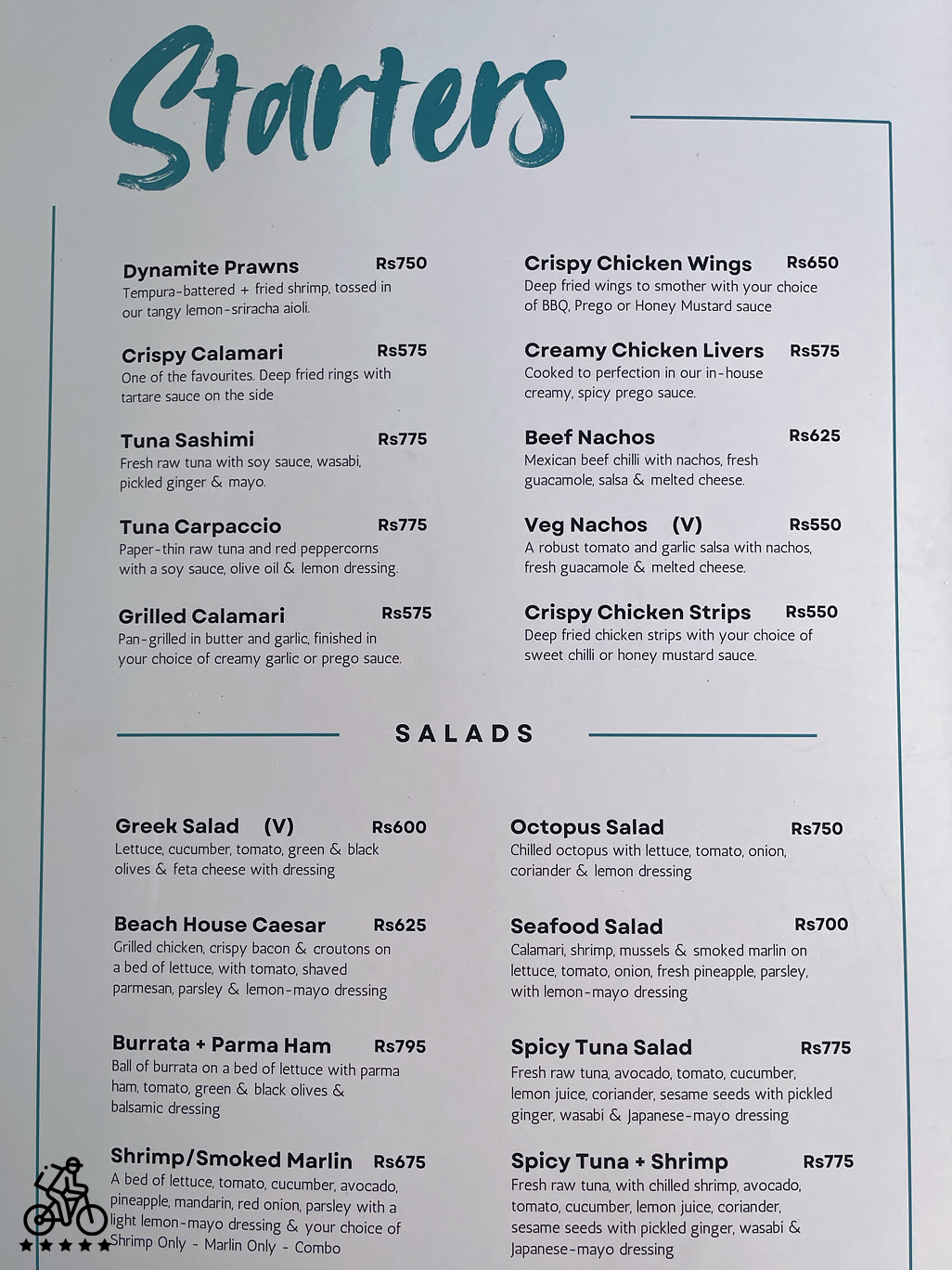 Beach House  Menu