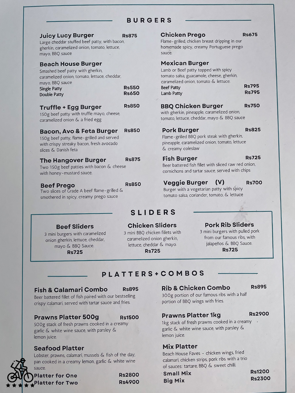 Beach House  Menu