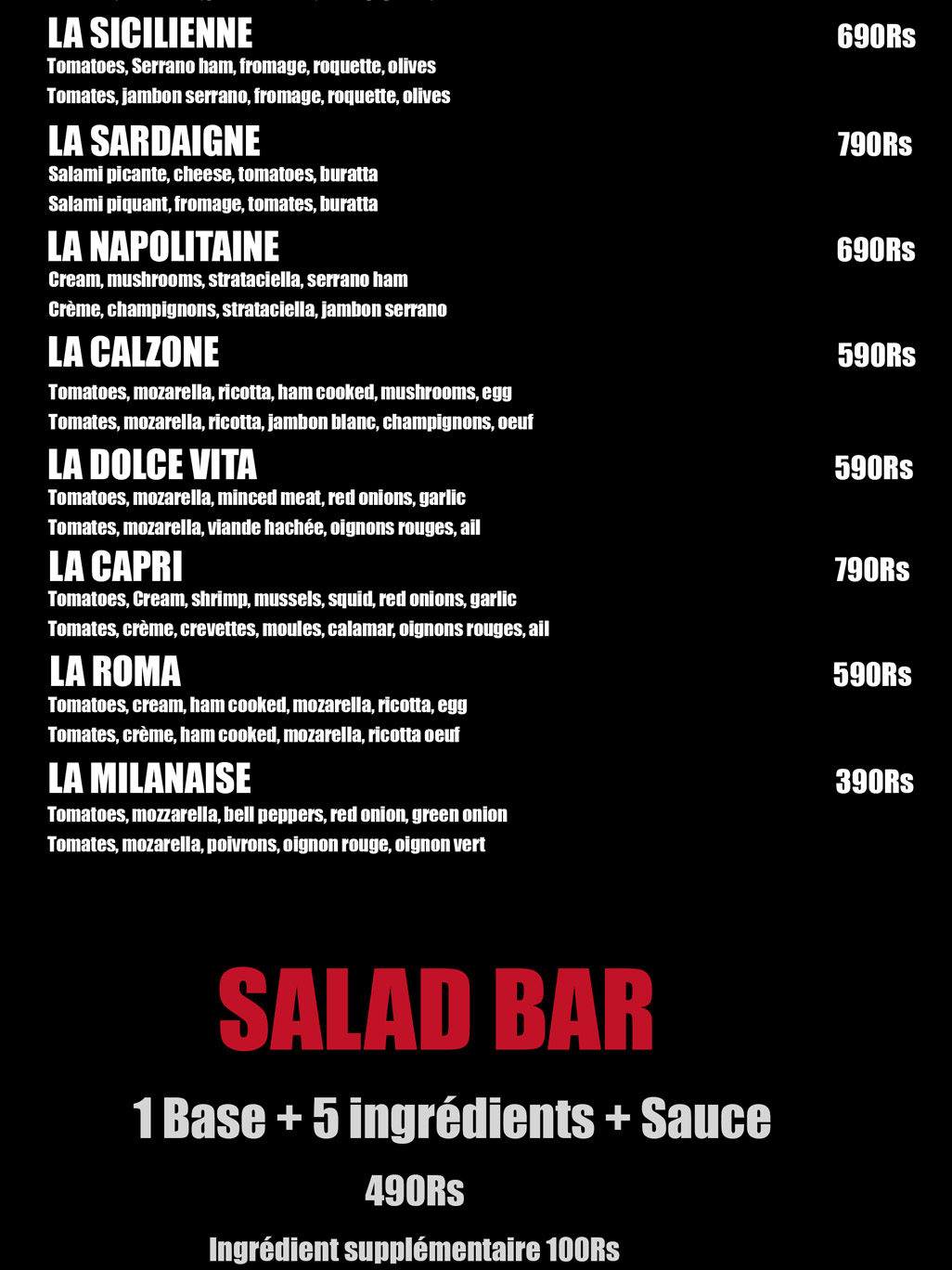 Kill Bill Sushi Menu