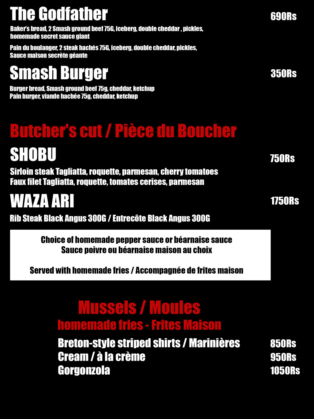 Kill Bill Sushi Menu