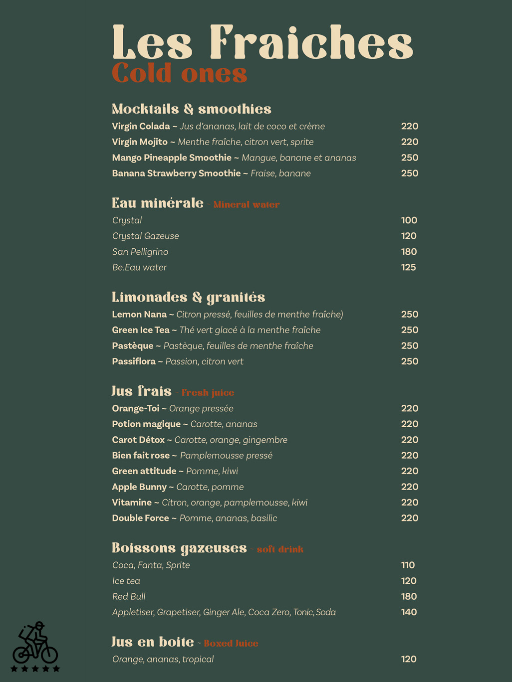 Le Kiosk Menu
